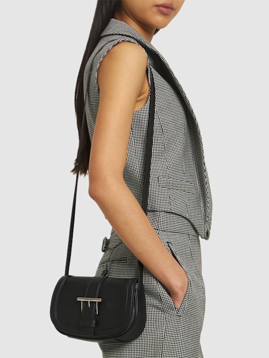 McQueen: Mini T-Bar皮革单肩包 - 黑色 - women_1 | Luisa Via Roma