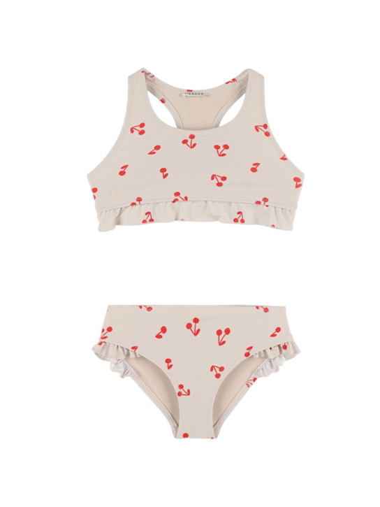 Liewood: チェリー柄 リサイクルナイロンビキニ - ホワイト/ピンク - kids-girls_0 | Luisa Via Roma