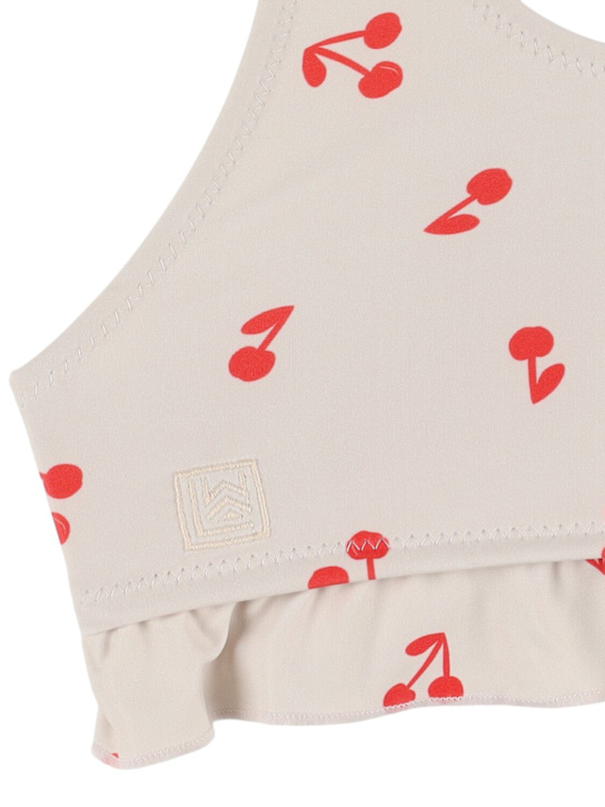 Liewood: チェリー柄 リサイクルナイロンビキニ - ホワイト/ピンク - kids-girls_1 | Luisa Via Roma