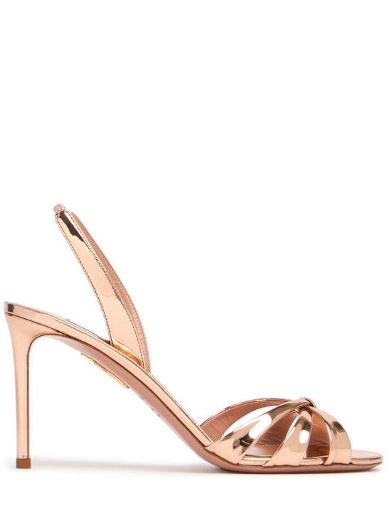 Aquazzura: 85mm Tati metallic leather sandals - women_0 | Luisa Via Roma