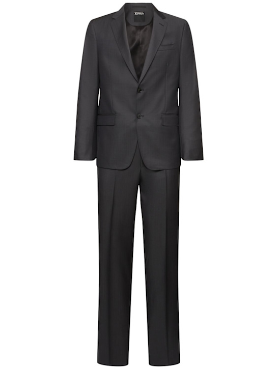 Zegna: Tailored wool & mohair suit - Dark Grey - men_0 | Luisa Via Roma