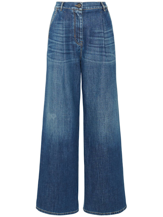Weekend Max Mara: Ortles denim high waisted wide leg jeans - women_0 | Luisa Via Roma