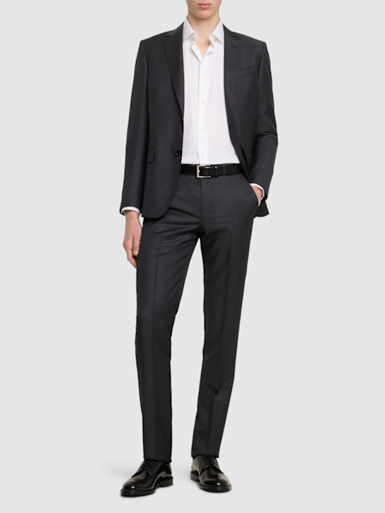Zegna: Tailored wool & mohair suit - Dark Grey - men_1 | Luisa Via Roma