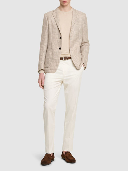 Zegna: Check linen & wool shirt jacket - men_1 | Luisa Via Roma