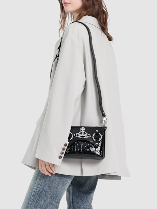 Vivienne Westwood: Kim croc embossed leather crossbody bag - women_1 | Luisa Via Roma