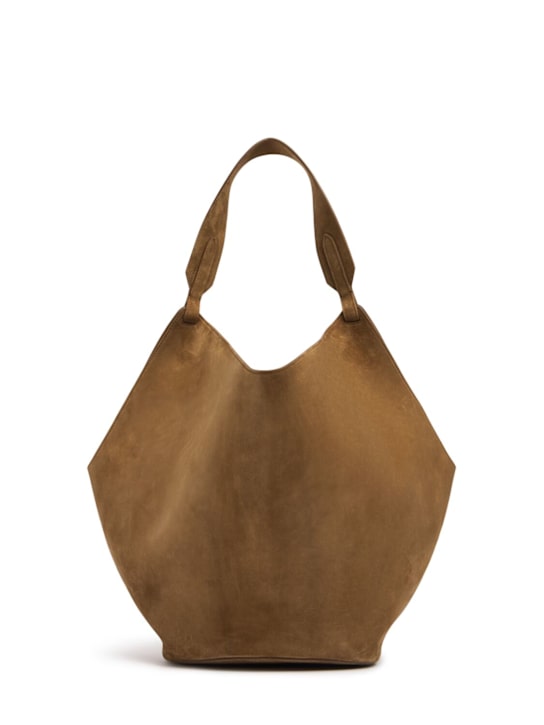 Khaite: Medium Lotus suede tote bag - Mud - women_0 | Luisa Via Roma
