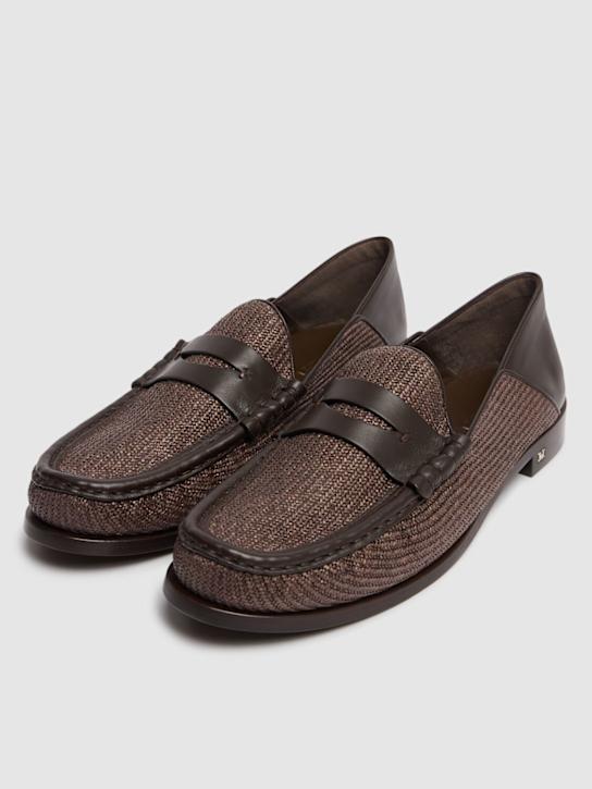 Max Mara: 10mm Raffia loafers - Tan - women_2 | Luisa Via Roma