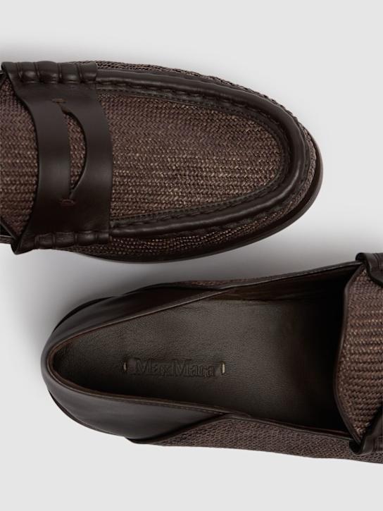 Max Mara: 10mm Raffia loafers - Tan - women_4 | Luisa Via Roma