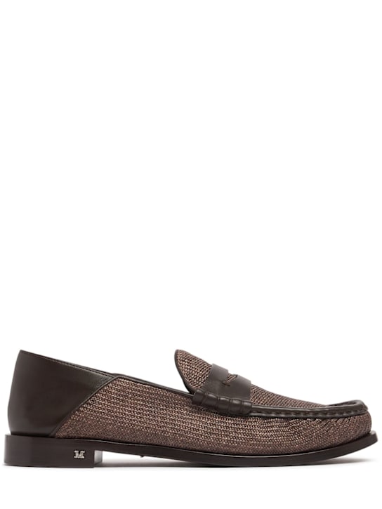 Max Mara: 10mm Raffia loafers - Tan - women_0 | Luisa Via Roma