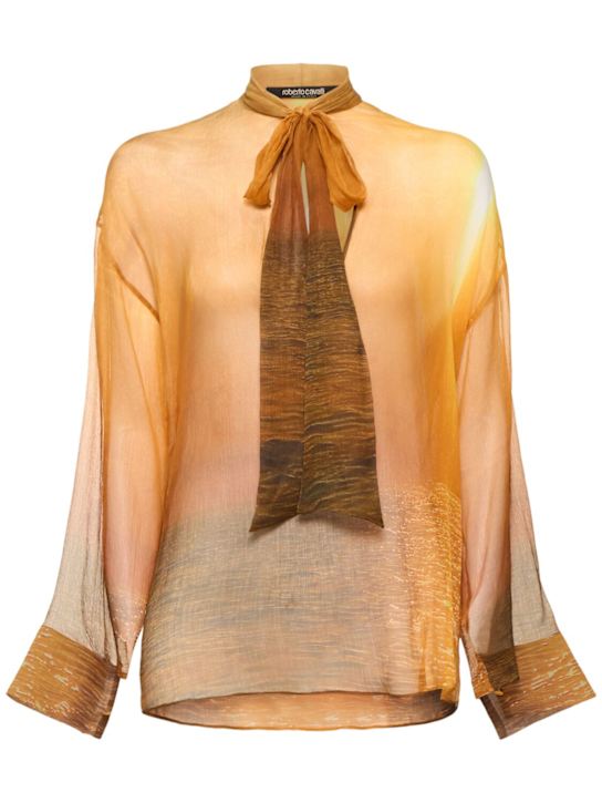 Printed silk chiffon shirt - Thumbnail 1