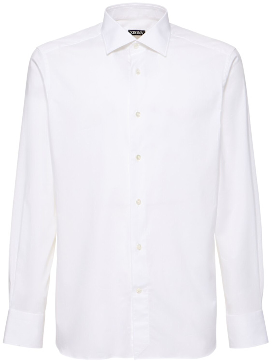 Zegna: Sartorial stretch cotton twill shirt - men_0 | Luisa Via Roma
