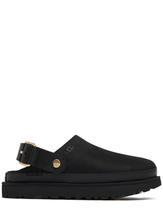 Ugg: 25mm W Goldenstar Villa suede mules - Black - women_0 | Luisa Via Roma