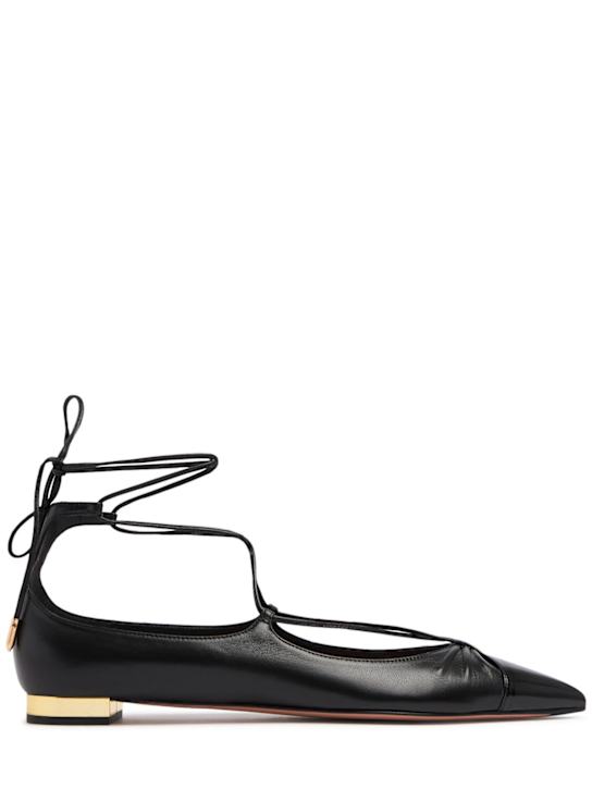 Aquazzura: 10mm Gabi leather ballerinas - Black - women_0 | Luisa Via Roma