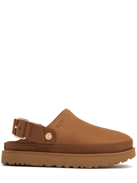 Ugg: 25mm W Goldenstar Villa suede mules - Chestnut - women_0 | Luisa Via Roma