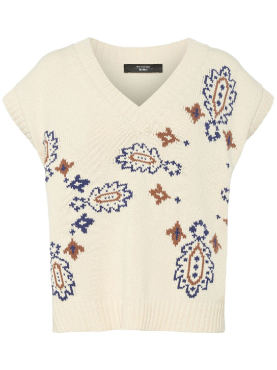 Weekend Max Mara: Crusca v-neck knit vest - women_0 | Luisa Via Roma