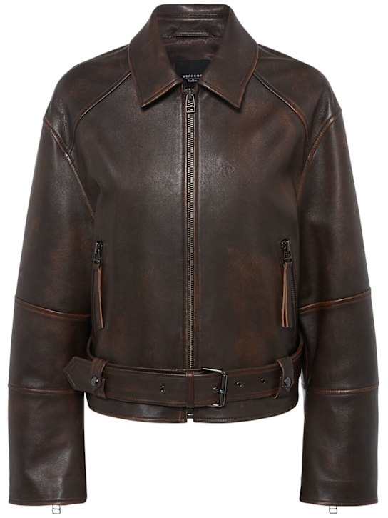 Weekend Max Mara: Egizio leather jacket - women_0 | Luisa Via Roma