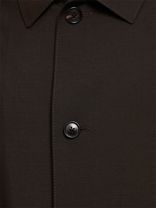 Zegna: Wool & mohair chore jacket - Castoro D Brown - men_4 | Luisa Via Roma