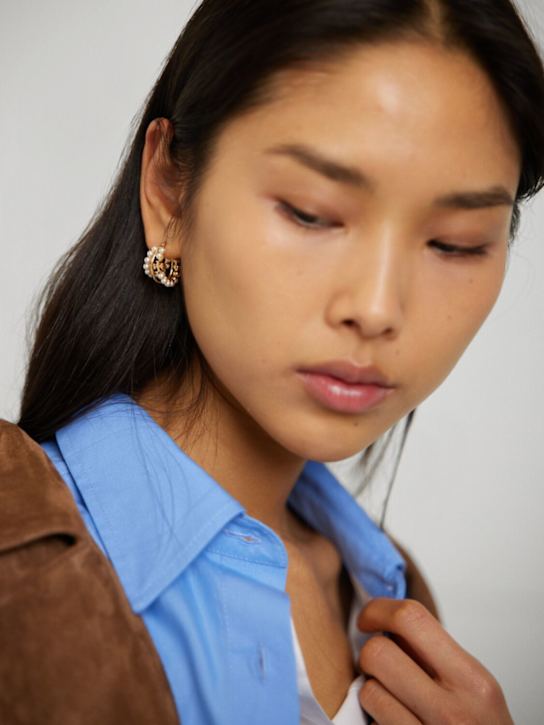 Tory Burch: Kira multi-hoop faux pearl earrings - women_1 | Luisa Via Roma