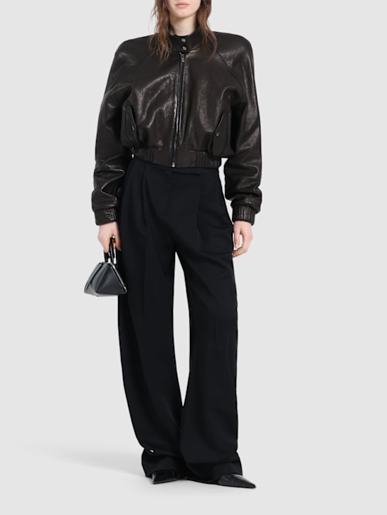 The Attico: Gary gabardine wide pants - Black - women_1 | Luisa Via Roma
