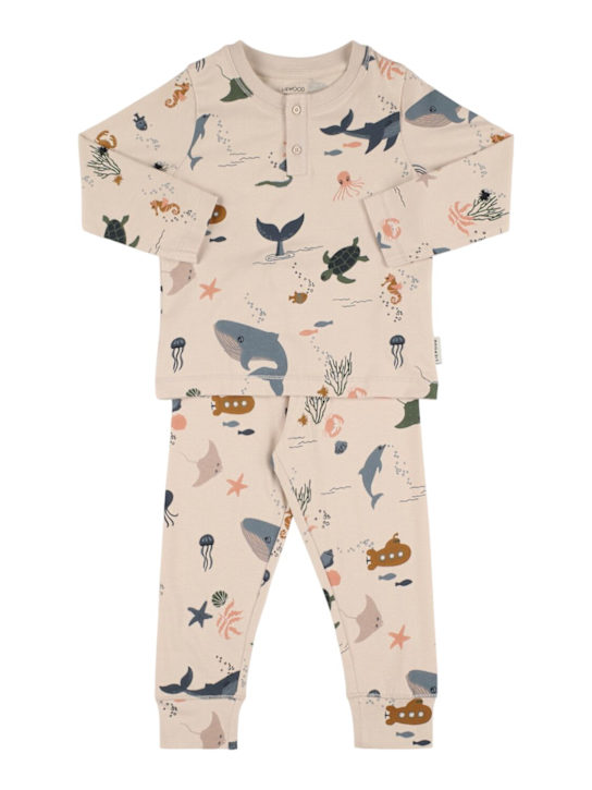 Liewood: Sea printed cotton blend jersey pajamas - kids-boys_0 | Luisa Via Roma