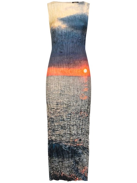 Printed silk twill midi dress