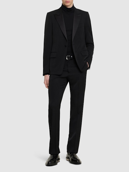 Lanvin: Wool tuxedo jacket - Black - men_1 | Luisa Via Roma