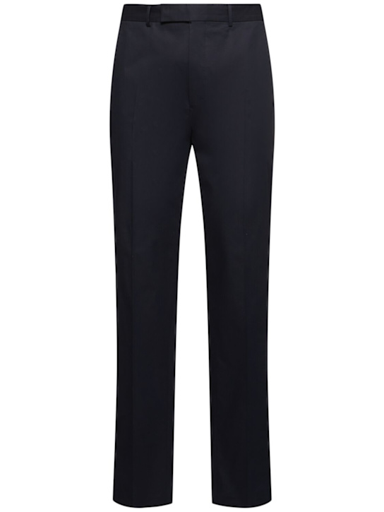 Zegna: Premium cotton blend pants - Navy - men_0 | Luisa Via Roma