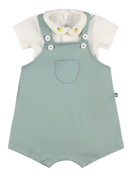 Petit Bateau: Salopette e t-shirt in jersey di cotone stampato - kids-girls_0 | Luisa Via Roma