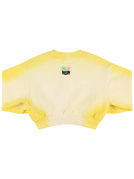 MSGM: Airbrush effect cotton sweatshirt - Yellow - kids-girls_2 | Luisa Via Roma