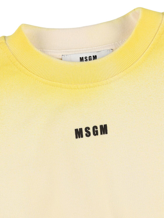 MSGM: Airbrush effect cotton sweatshirt - Yellow - kids-girls_1 | Luisa Via Roma