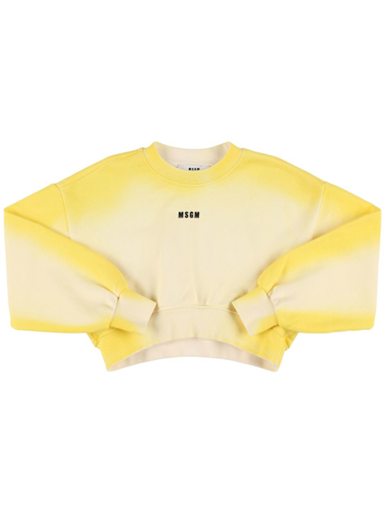 MSGM: Airbrush effect cotton sweatshirt - Yellow - kids-girls_0 | Luisa Via Roma