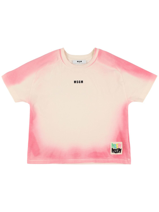 MSGM: T-shirt in jersey di cotone effetto aerografo - kids-girls_0 | Luisa Via Roma