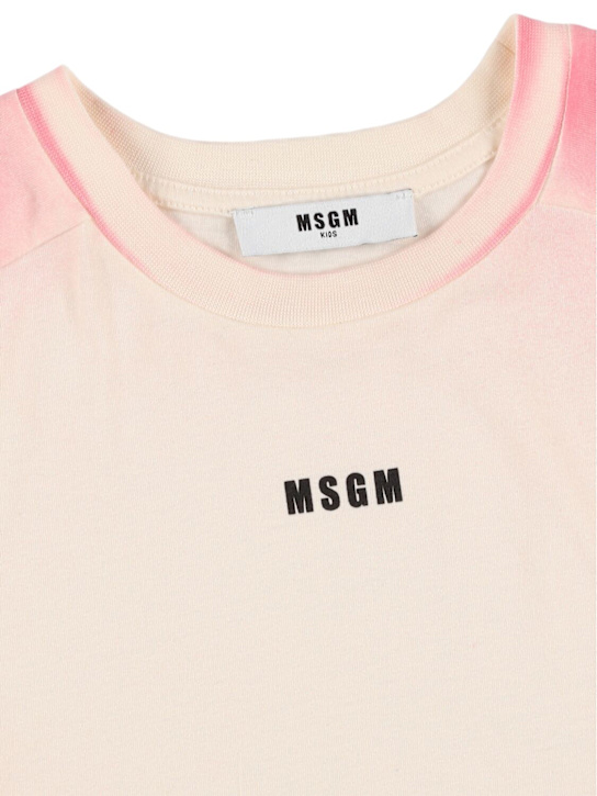 MSGM: T-shirt in jersey di cotone effetto aerografo - kids-girls_1 | Luisa Via Roma