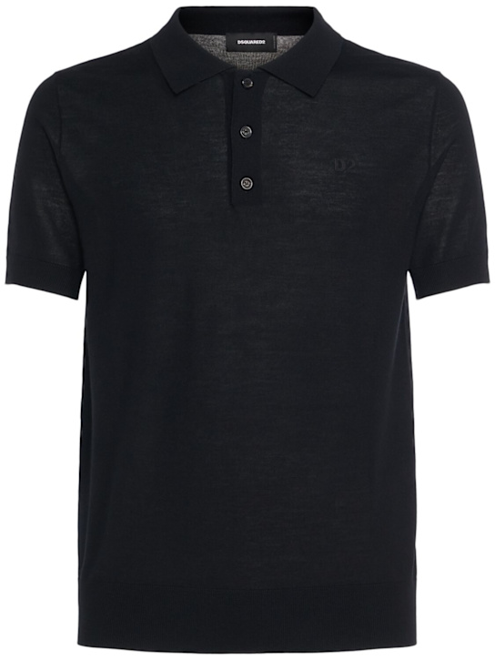 Dsquared2: D2 wool polo - Black - men_0 | Luisa Via Roma