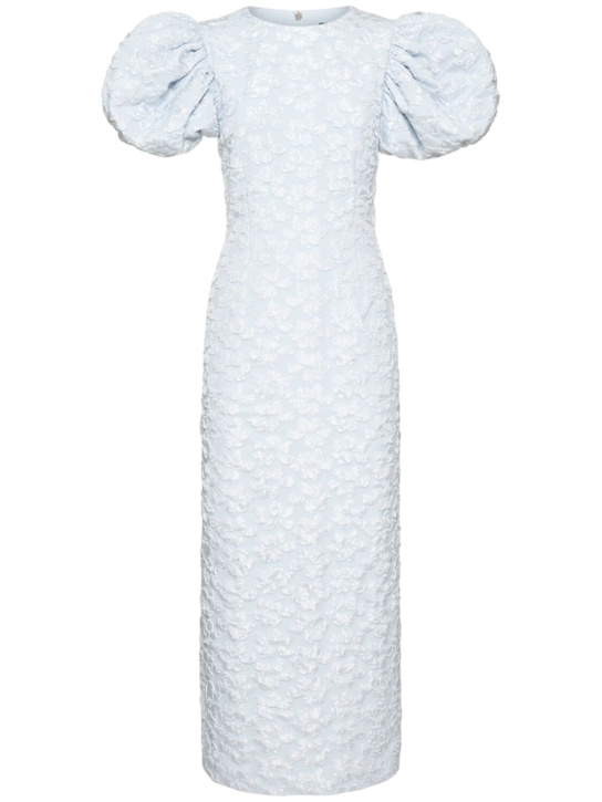 Rotate: Ruby puff sleeve jacquard midi dress - Light Blue - women_0 | Luisa Via Roma
