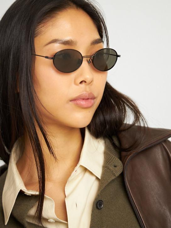 St. Agni: Fine metal oval sunglasses - Black/Grey - women_1 | Luisa Via Roma