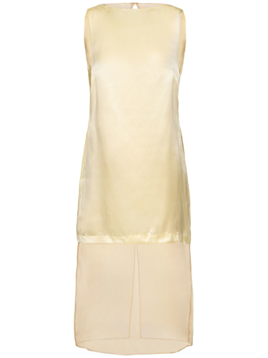 ESSE Studios: Rio Cowl satin & organza plunge dress - Yellow - women_0 | Luisa Via Roma