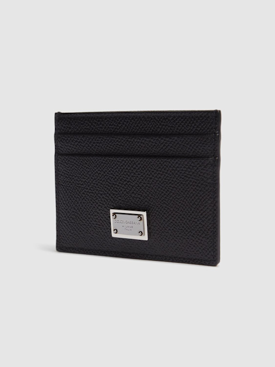 Dolce&Gabbana: Leather card holder - Black - men_1 | Luisa Via Roma