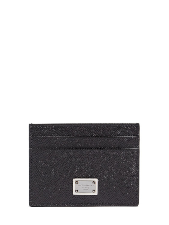 Dolce&Gabbana: Leather card holder - Black - men_0 | Luisa Via Roma