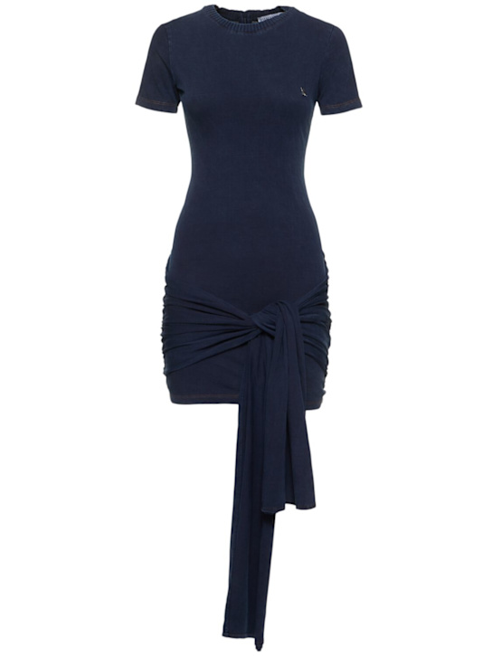 Giuseppe Di Morabito: Jersey draped mini dress - Blue - women_0 | Luisa Via Roma