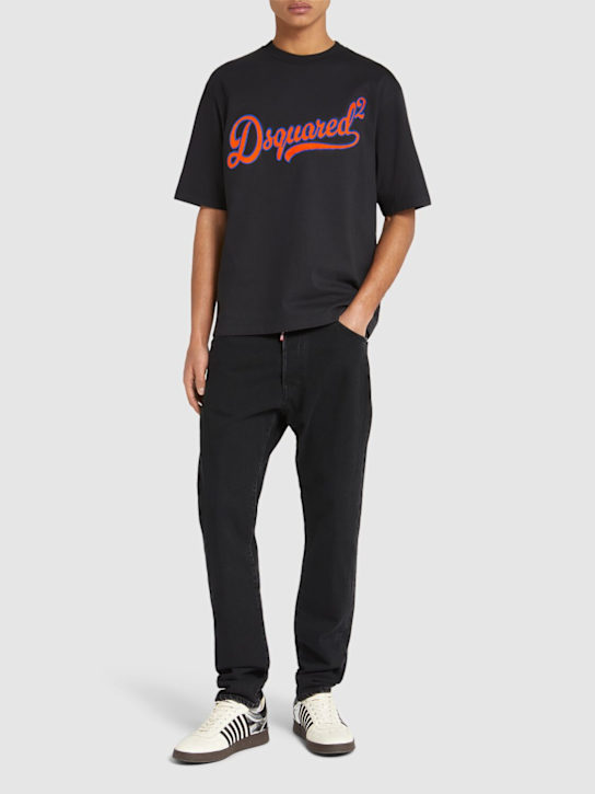 Dsquared2: T-Shirt mit Baumwolle mit Logo - Schwarz - men_1 | Luisa Via Roma
