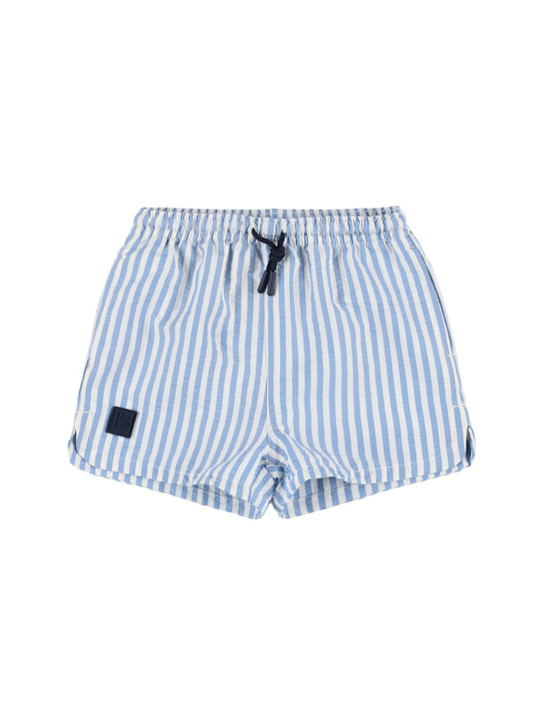 Liewood: Bañador de poliéster con estampado - Blanco/Azul - kids-boys_0 | Luisa Via Roma