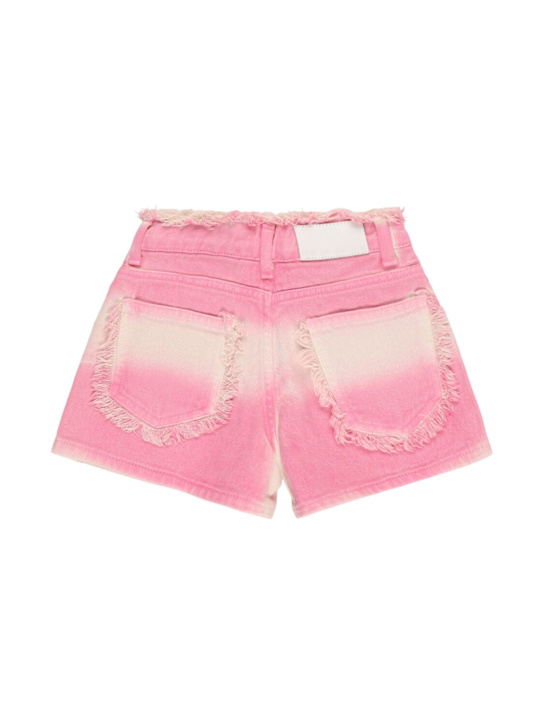 MSGM: Airbrushed effect cotton denim shorts - kids-girls_1 | Luisa Via Roma