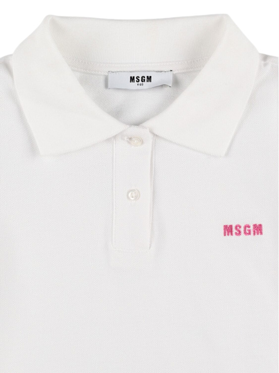 MSGM: Polo in cotone piqué con ricami - kids-girls_1 | Luisa Via Roma