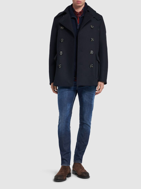 Dsquared2: Felted wool blend peacoat - Navy - men_1 | Luisa Via Roma