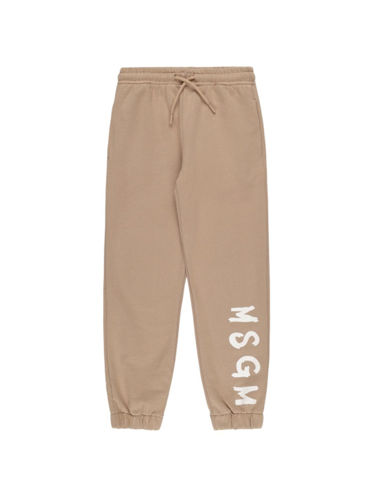 MSGM: Cotton sweatpants - Beige - kids-boys_0 | Luisa Via Roma