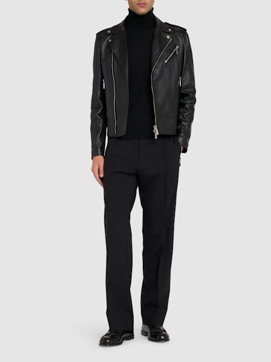 Dsquared2: Kiodo leather jacket - Black - men_1 | Luisa Via Roma