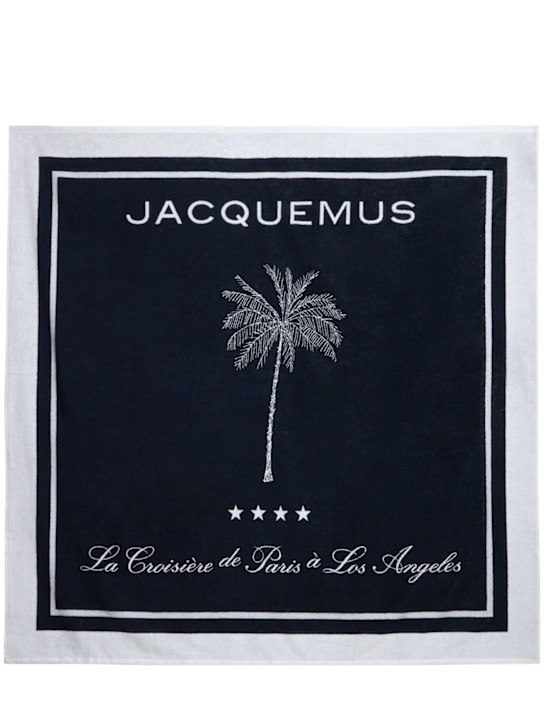 Jacquemus: La Serviette Croisiere cotton towel - Palm Tree White - ecraft_0 | Luisa Via Roma