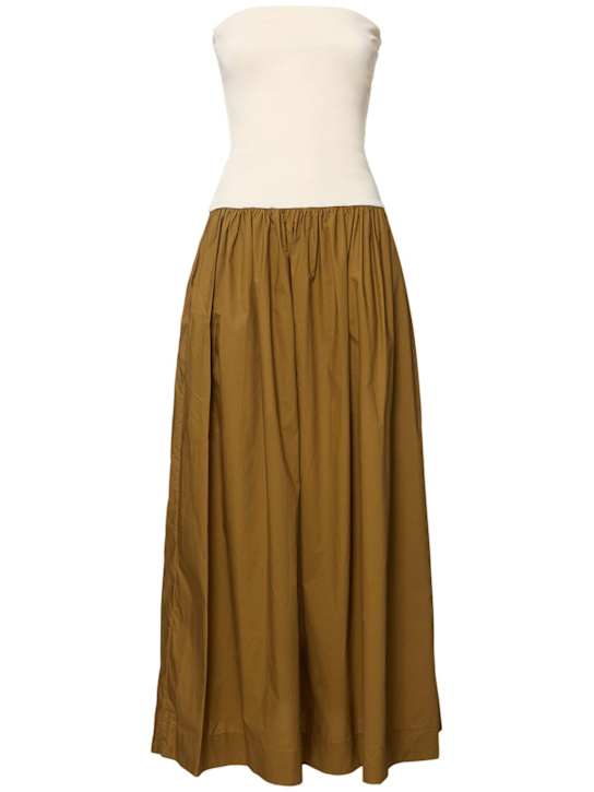 Duo knit & poplin strapless dress - Thumbnail 1