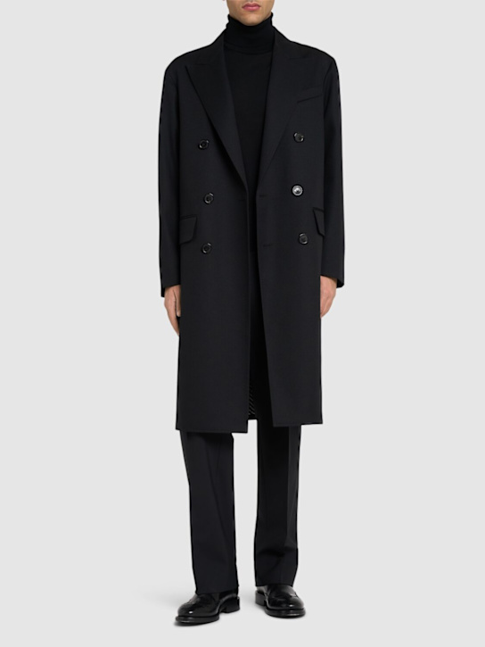 Dsquared2: Double breast wool evening coat - Black - men_1 | Luisa Via Roma